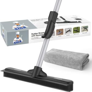 MR.SIGA rubber broom with handle and brush brush pet removal Broom Cats Dogs Hair Carpet floor brush Hardwood tiles Glass washing Included microfiber cloth  Amazon.nl Home & Kitchen